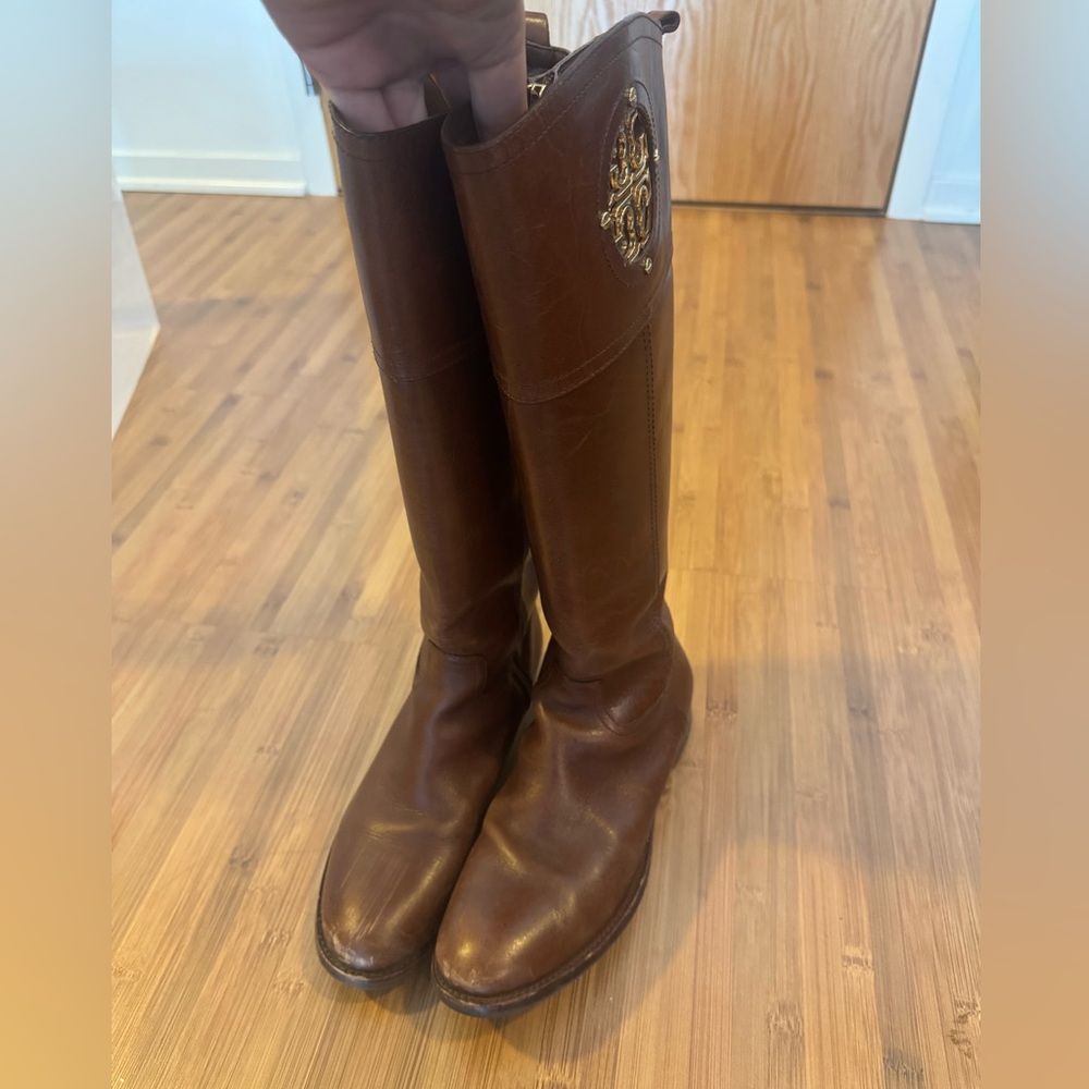 Tory Burch Chestnut Leather Knee-High Boots - Picture 3 of 6
